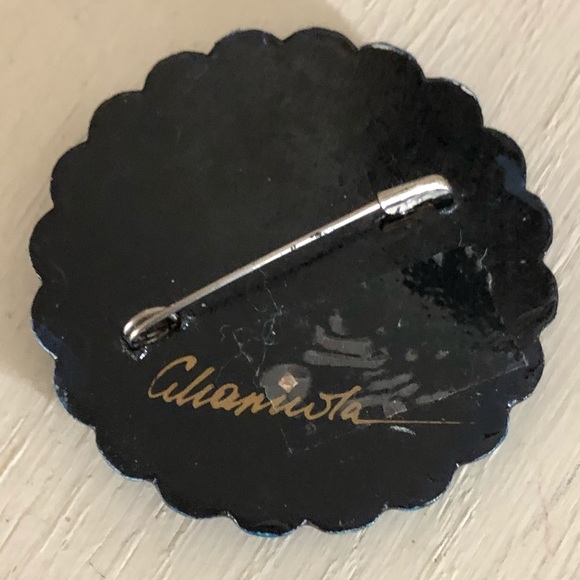 Vintage Russian Hand-Painted Flower Brooch - Picture 3 of 4